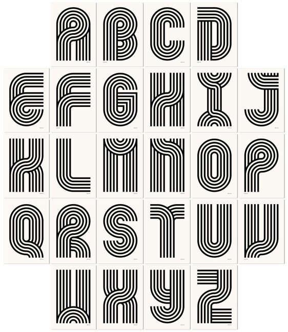 Typography alphabet print.